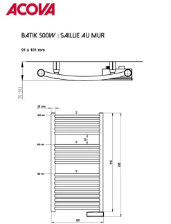 Sèche-Serviettes Électrique|Acova Sèche-serviettes électrique à inertie fluide Batik blanc 500W