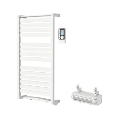 Sèche-Serviettes Soufflant|GoodHome Sèche-serviettes électrique Loreto blanc 500W + Soufflerie amovible Acilia blanc 500W