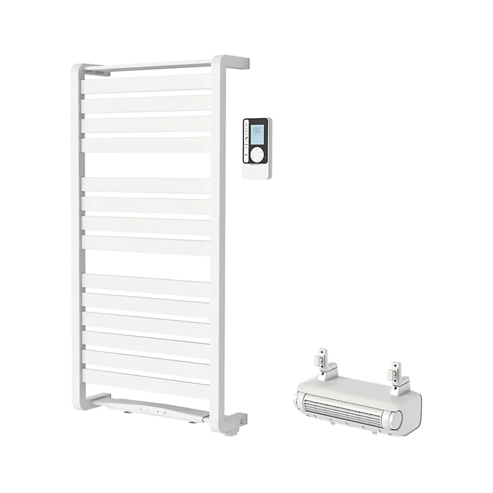 Sèche-Serviettes Soufflant|GoodHome Sèche-serviettes électrique Loreto blanc 500W + Soufflerie amovible Acilia blanc 500W