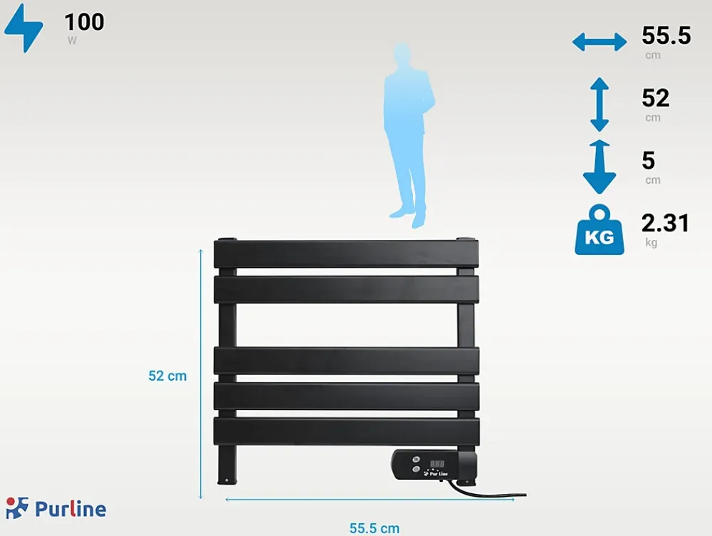 Pureline Sèche-serviettes électrique compact noir 100W