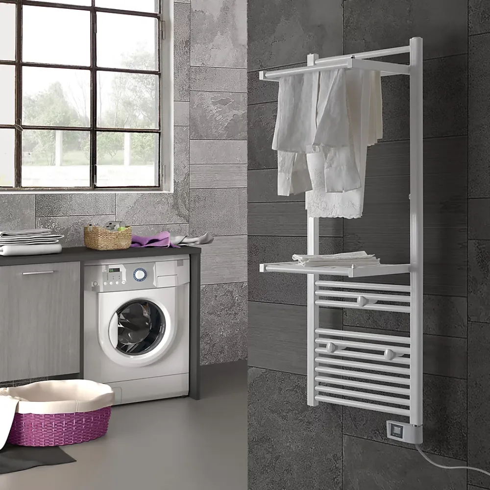 Sèche-Serviettes Électrique|Deltacalor Sèche-serviettes électrique à inertie fluide Papillon2 750W blanc
