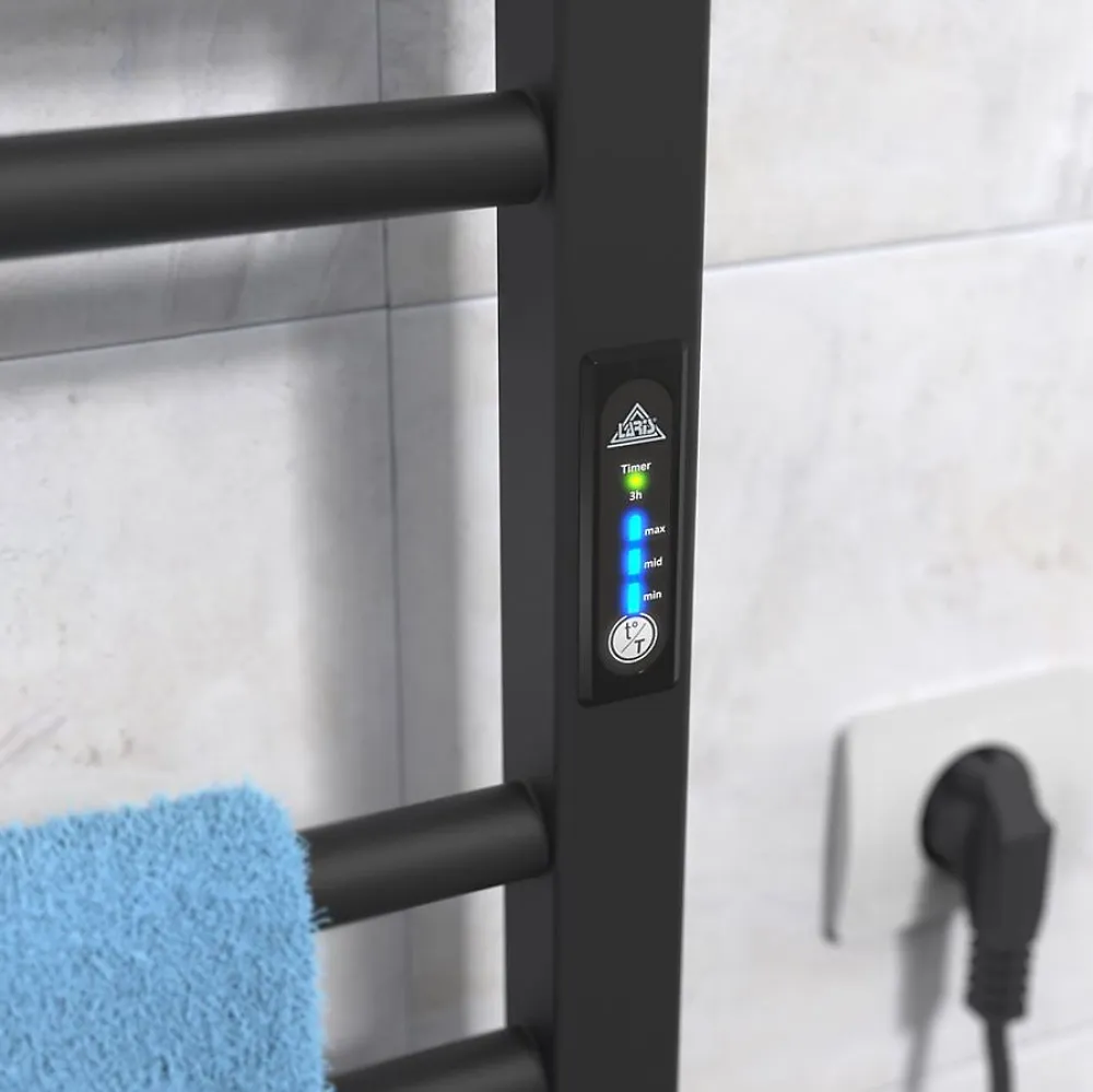 Laris Sèche-serviettes électrique ALFA 400x600 avec minuterie ECO, 95W, Noir