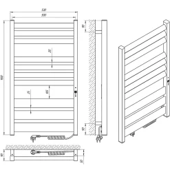 Sèche-Serviettes Électrique|Laris Sèche-serviettes électrique LAVINA 500x900 avec minuterie ECO, 280W, Noir