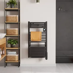 Noirot Sèche-serviettes électrique 500 W noir à inertie fluide + soufflerie 1000 W - Actibain