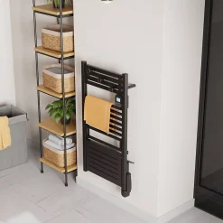 Noirot Sèche-serviettes électrique 500 W noir à inertie fluide + soufflerie 1000 W - Actibain
