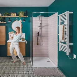Sèche-Serviettes Électrique|GoodHome Sèche-serviettes électrique à inertie sèche Solna blanc 500W