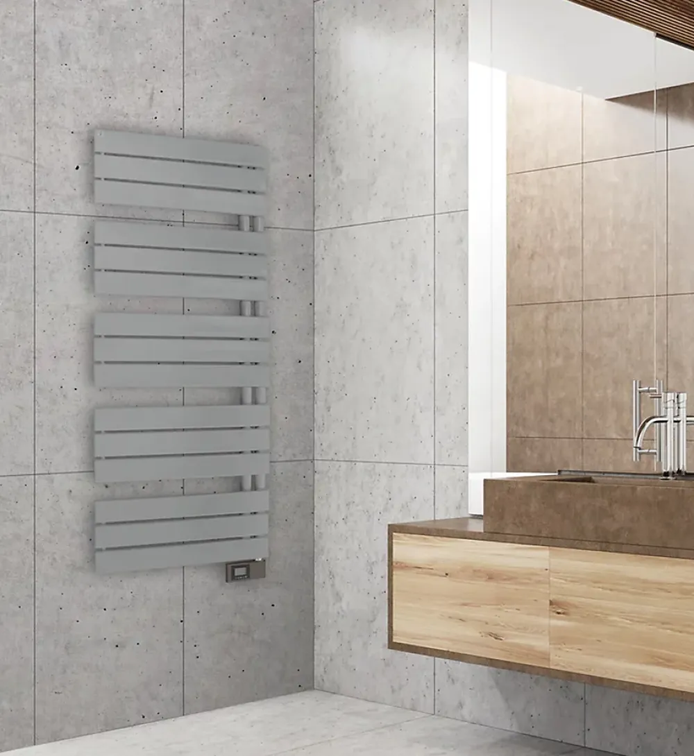 Deltacalor Sèche-serviettes électrique asymétrique 750W gris clair 7.5m²