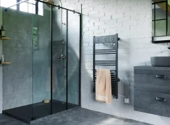 Sèche-Serviettes Soufflant|Sauter Sèche-serviettes électrique à inertie fluide Marapi tactile anthracite 500W + soufflerie 1000W