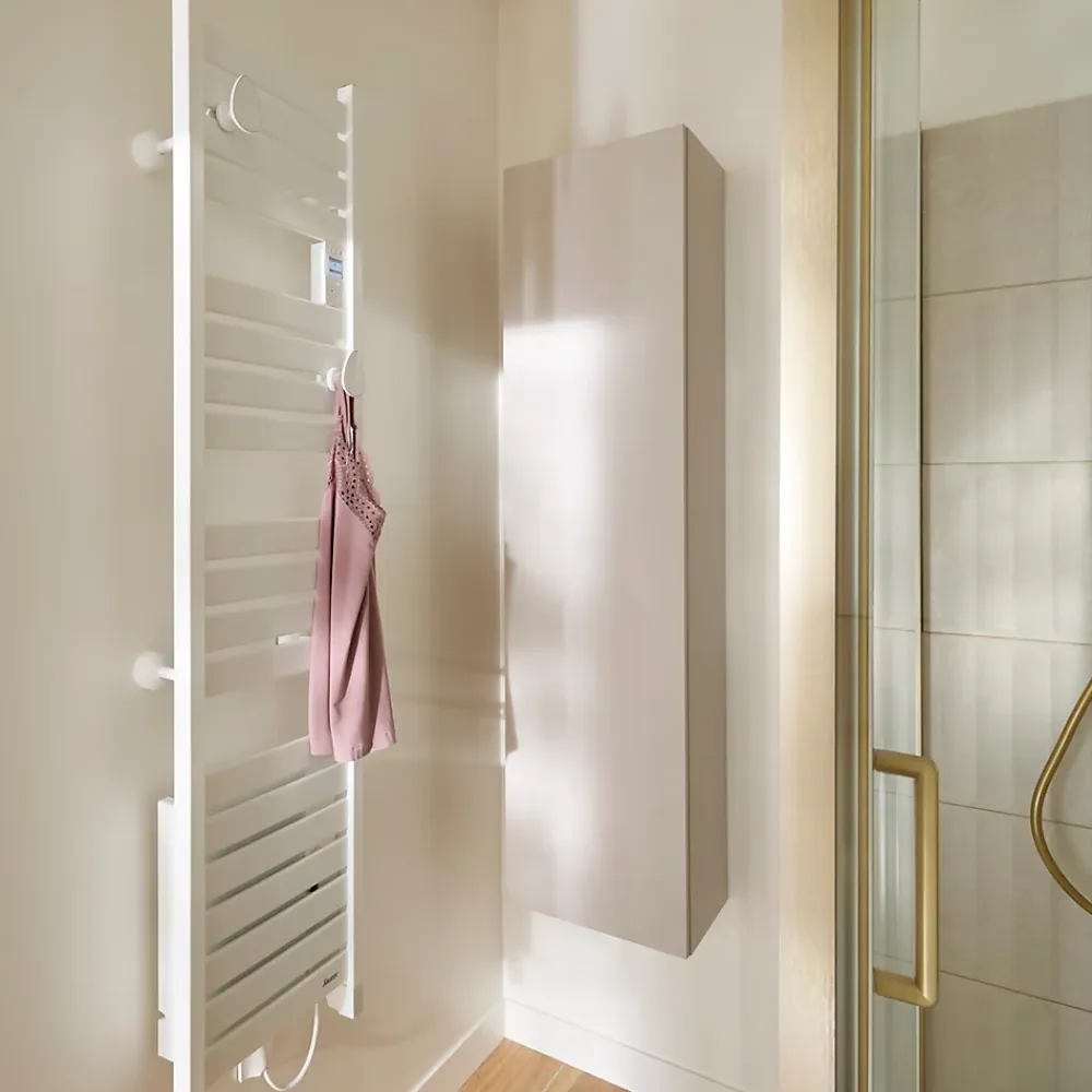 Sauter Sèche-serviettes électrique à inertie fluide Kelud Slim blanc 500W + soufflerie 1000W