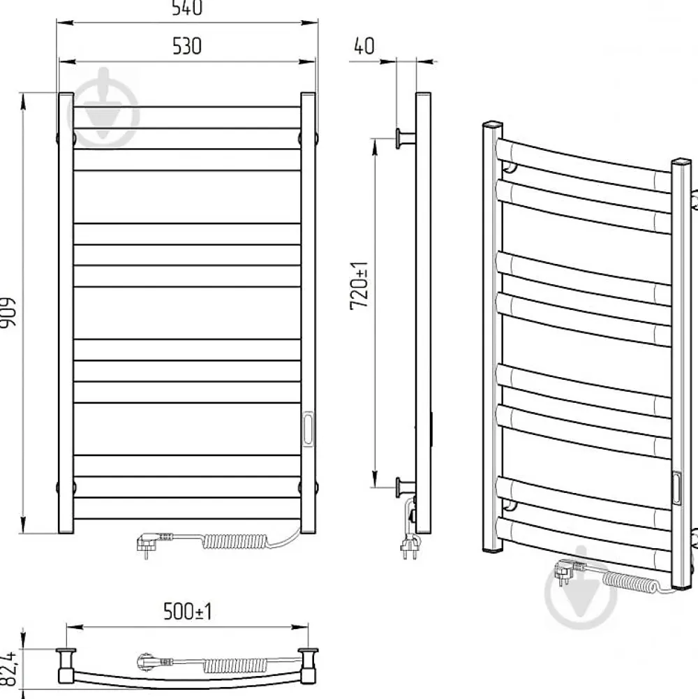 Laris Sèche-serviettes électrique ATLANT 500x900 avec minuterie ECO, 210W, Blanc