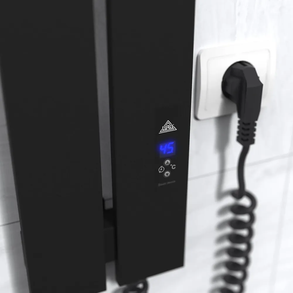 Sèche-Serviettes Électrique|Laris Sèche-serviettes électrique BOSTON 150x1200 avec minuterie ECO, 120W, Noir