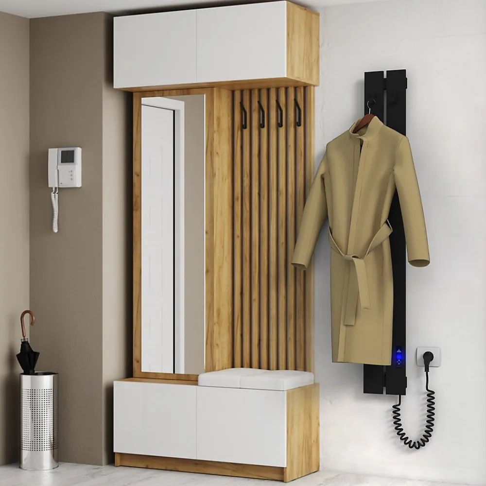 Sèche-Serviettes Électrique|Laris Sèche-serviettes électrique BOSTON 150x1200 avec minuterie ECO, 120W, Noir