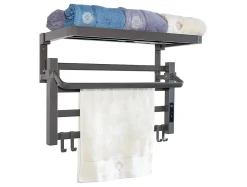 Sèche-Serviettes Soufflant|Pureline Sèche-serviettes électrique avec étagère gris anthracite 55W