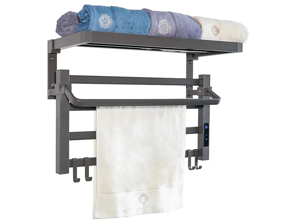 Sèche-Serviettes Soufflant|Pureline Sèche-serviettes électrique avec étagère gris anthracite 55W
