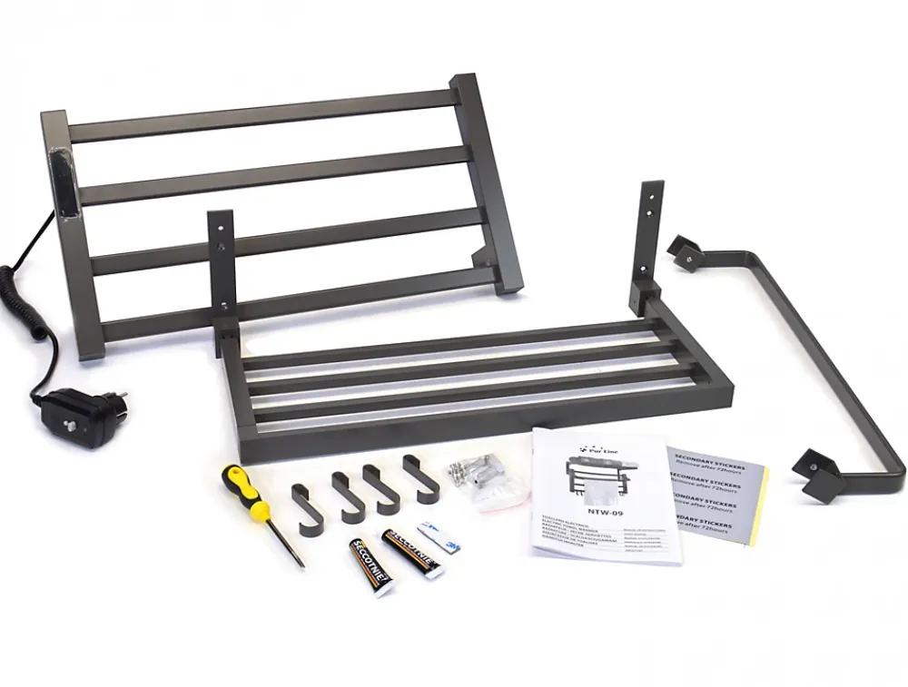 Sèche-Serviettes Soufflant|Pureline Sèche-serviettes électrique avec étagère gris anthracite 55W