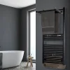 Deltacalor Sèche-serviettes électrique à inertie fluide Stendino 500W + soufflerie 1000W noir