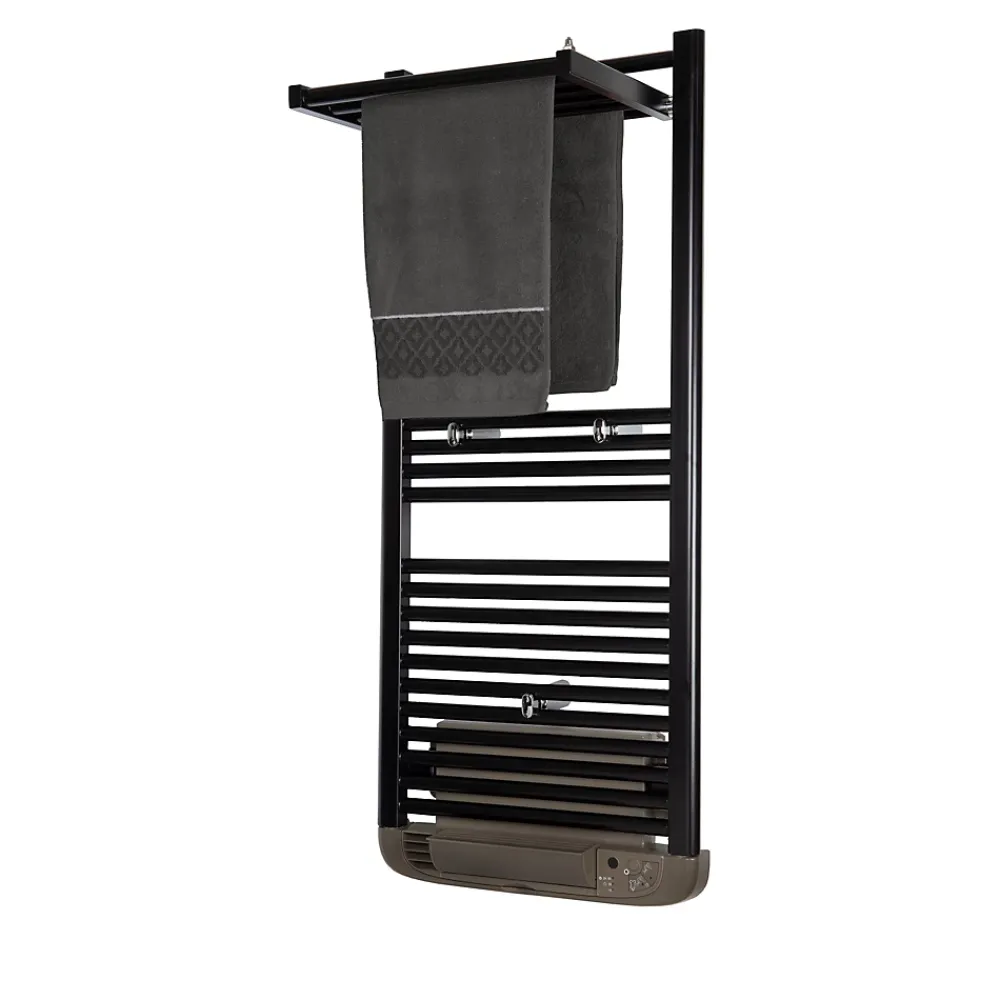 Deltacalor Sèche-serviettes électrique à inertie fluide Stendino 500W + soufflerie 1000W noir