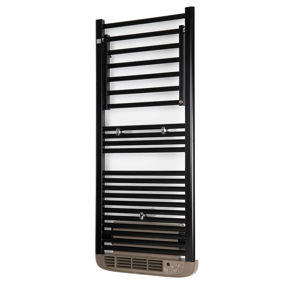 Deltacalor Sèche-serviettes électrique à inertie fluide Stendino 500W + soufflerie 1000W noir