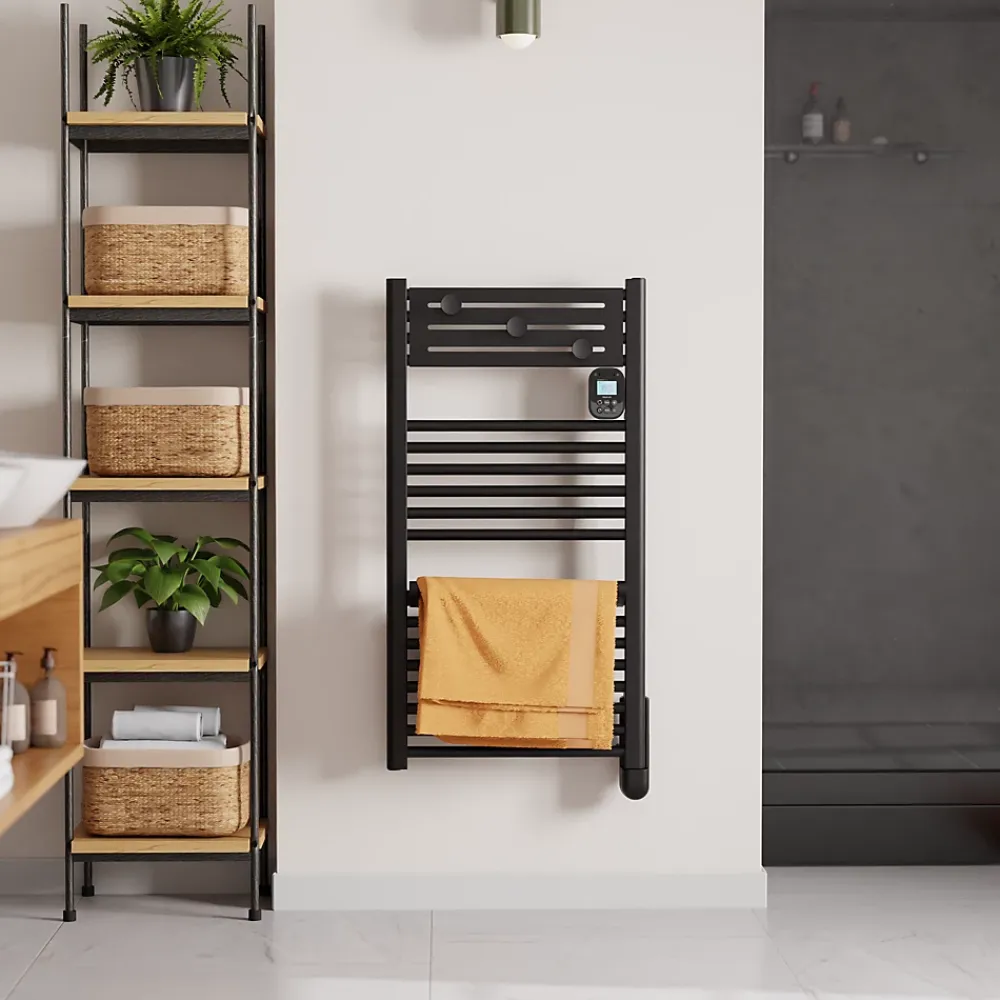 Sèche-Serviettes Électrique|Noirot Sèche-serviettes électrique 500 W noir à inertie fluide, Actibain