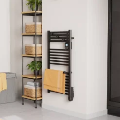 Sèche-Serviettes Électrique|Noirot Sèche-serviettes électrique 500 W noir à inertie fluide, Actibain