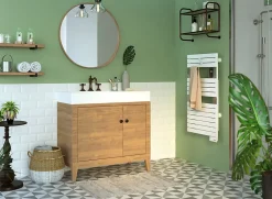 Sauter Sèche-serviettes électrique à inertie fluide Asama connectable blanc 500W + soufflerie 1000W