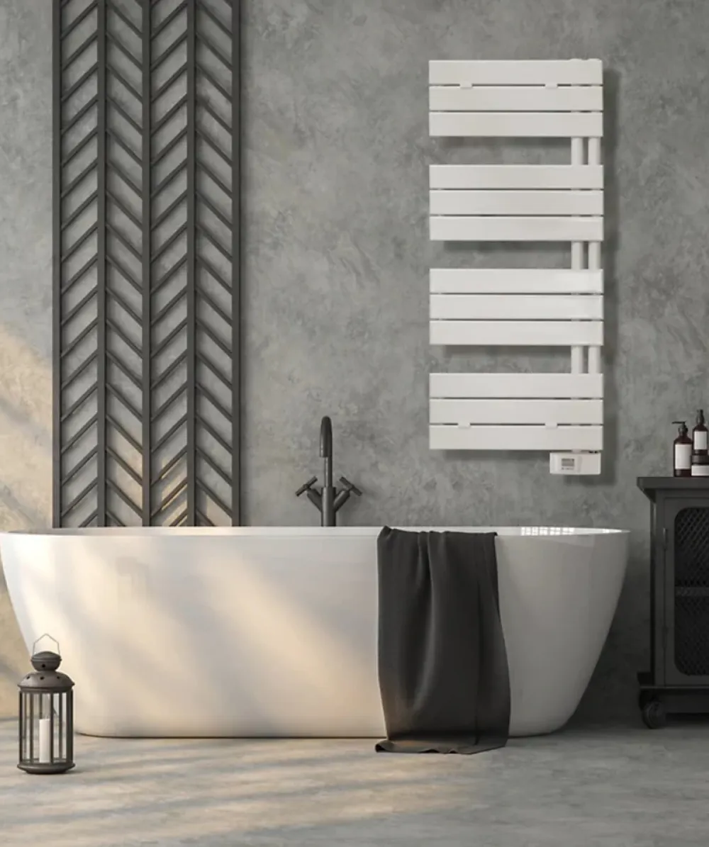 Sèche-Serviettes Électrique|Deltacalor Sèche-serviettes électrique asymétrique 750W blanc 7.5m²
