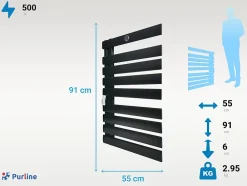 Pureline Sèche-serviettes mural aluminium display LED et WiFi 500W