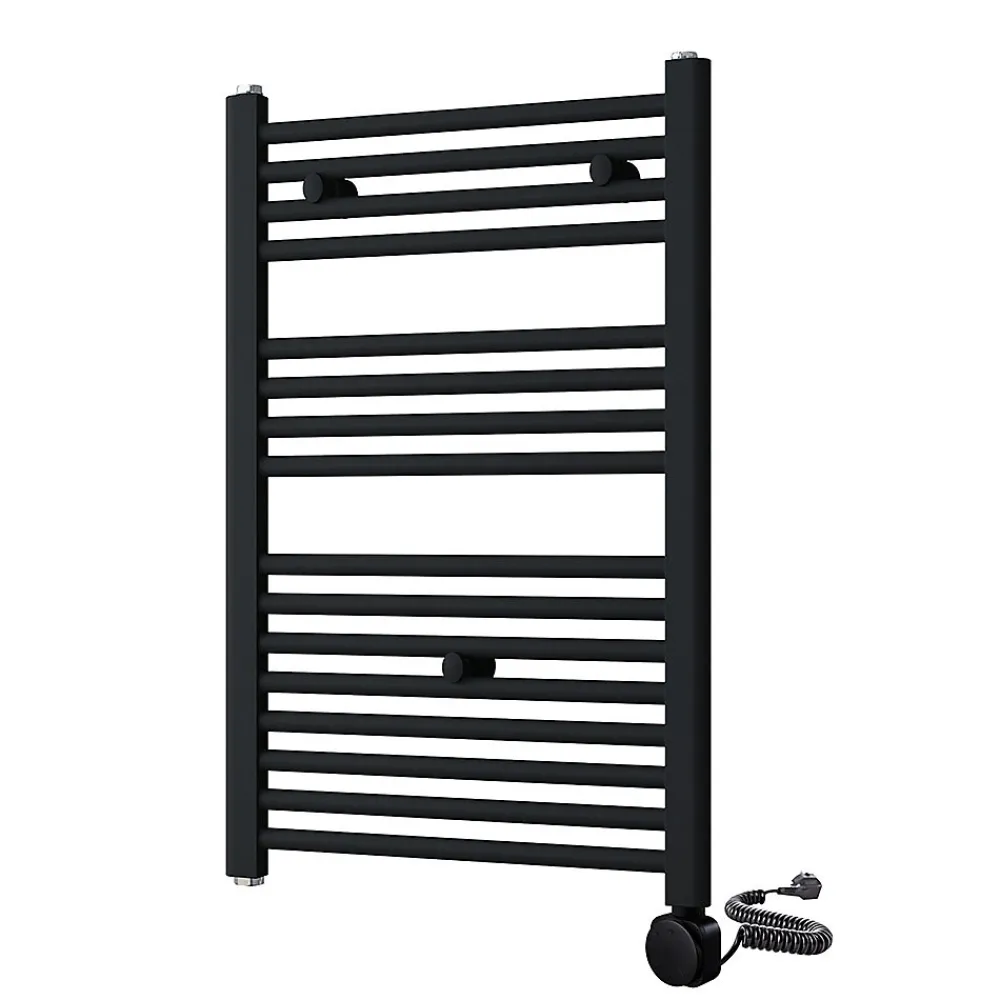 Kibath Sèche-serviettes Radiateur électrique 80 cm x 50 cm finition NOIR mat en acier