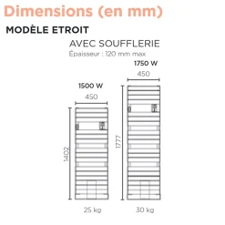 Thermor Sèche-serviettes Riviera 2 étroit avec soufflerie 1500W noir carbone - - 498258