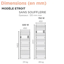 Thermor Sèche-serviettes Riviera 2 étroit 750W gris ardoise - - 497549