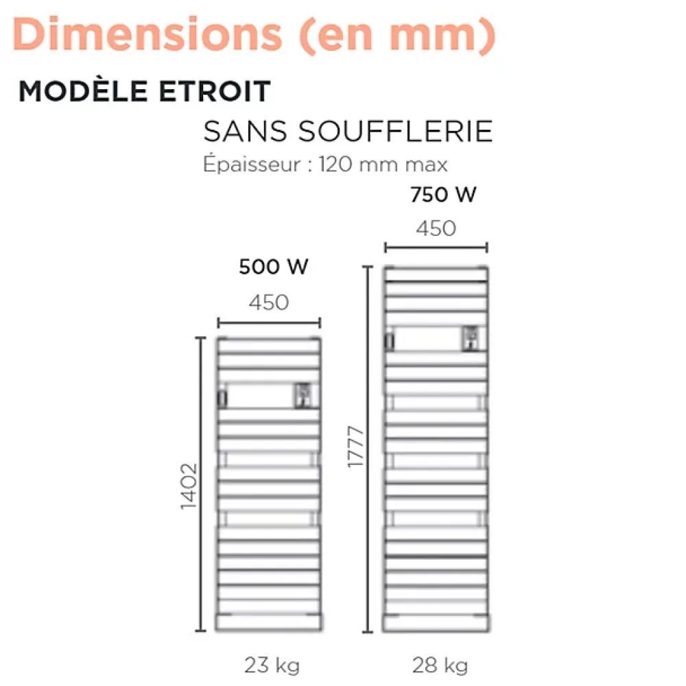 Thermor Sèche-serviettes Riviera 2 étroit 500W blanc brillant - - 498222