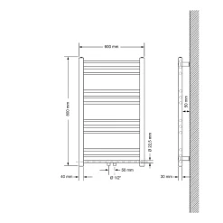 Sèche-Serviettes Mixte|Luxebath Sèche-Serviettes Sahara Non Electrique - 600 x 800 mm - Blanc
