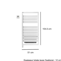 Acova Sèche-serviettes soufflant électrique Astrakan +Air 500 + soufflerie 1000W grey aluminium