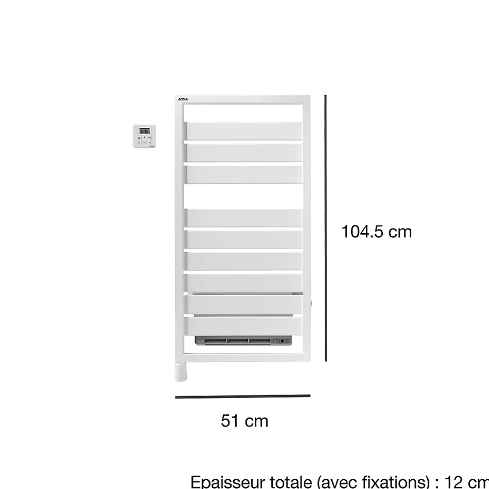 Acova Sèche-serviettes soufflant électrique Astrakan +Air 500 + soufflerie 1000W grey aluminium