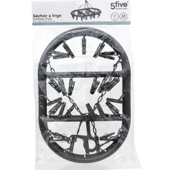 Etendoir À Linge|5Five Séchoir à accrocher oval 24 pinces - Gris-