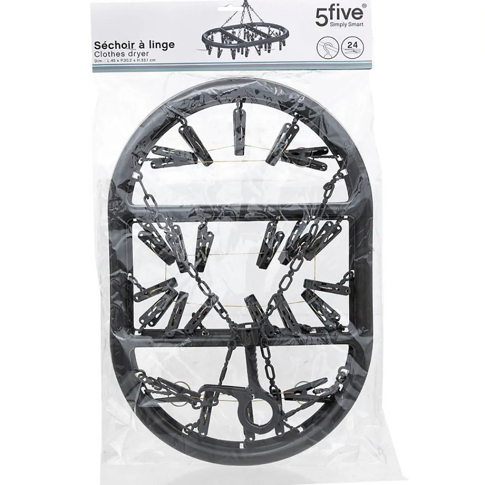 Etendoir À Linge|5Five Séchoir à accrocher oval 24 pinces - Gris-