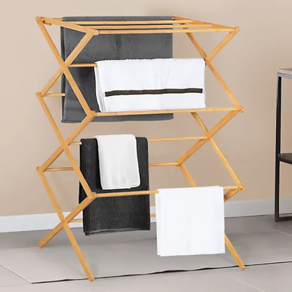 IDMarket Séchoir à linge accordéon bambou RITA