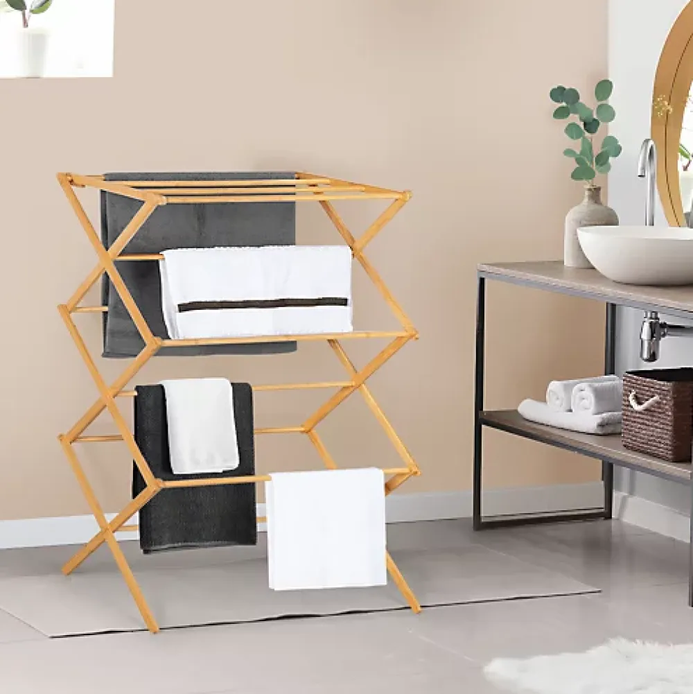 IDMarket Séchoir à linge accordéon bambou RITA