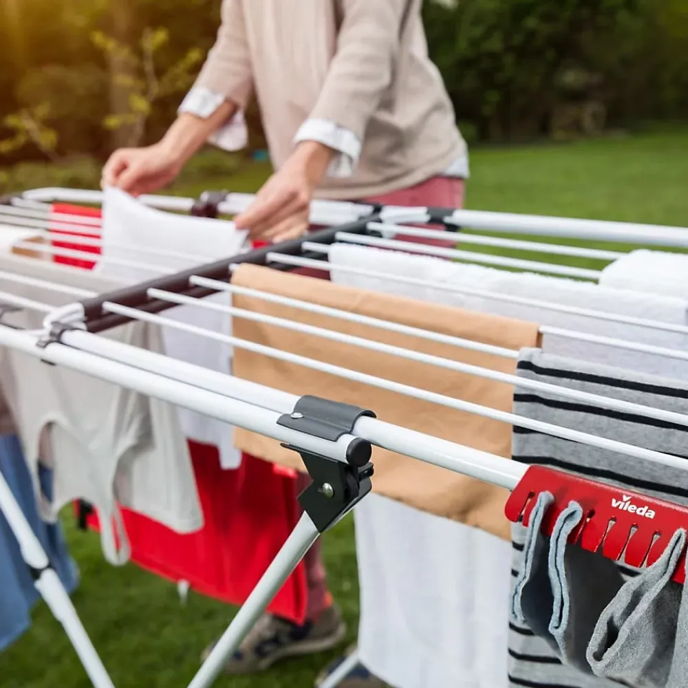 Vileda Séchoir à linge Double 187 x 57 x H94 cm Etendage pliable Tube Anti-plis