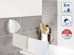 Etendoir À Linge|Leifheit Séchoir à linge mural 8 m d'étendage, 1 fil, enrouleur automatique, blanc, Rollfix Single 80 Longline