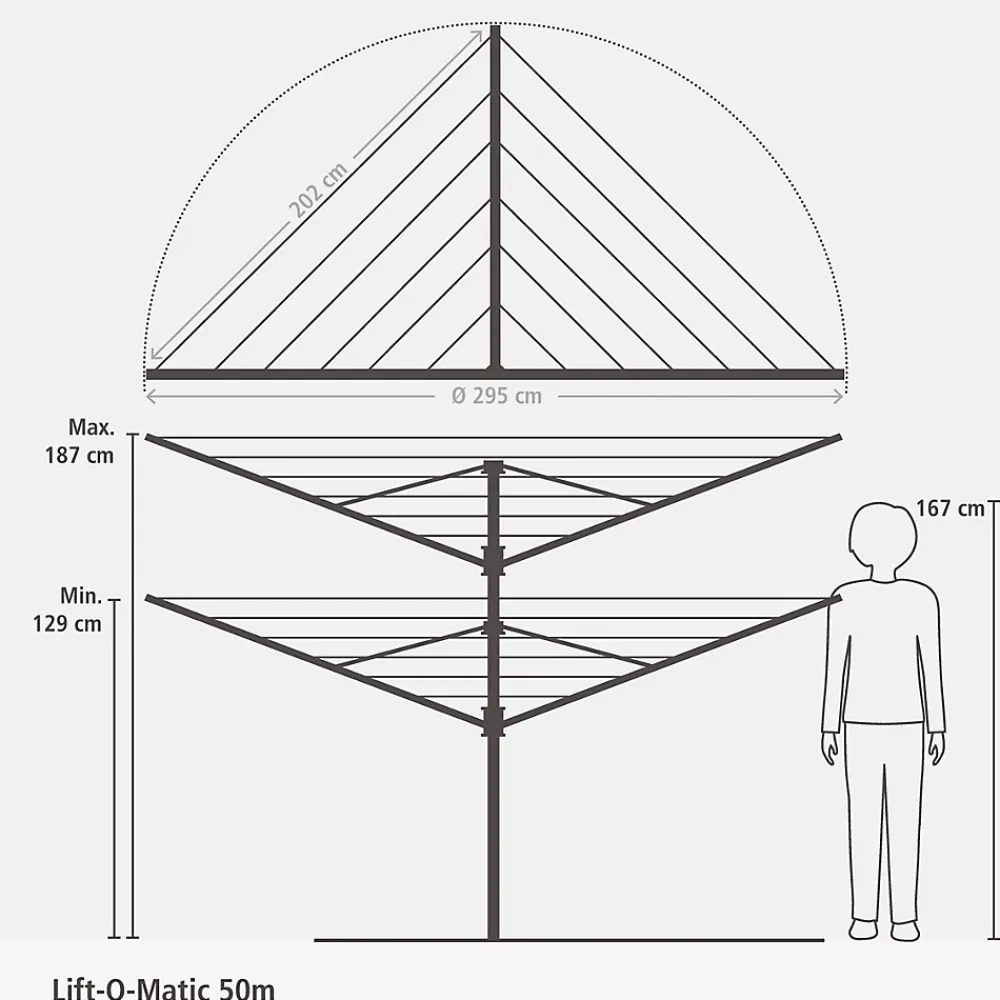Etendoir À Linge|Brabantia Séchoir à linge parapluie rotatif 50 m d'étendage Lift-O-Matic