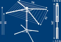 Leifheit Séchoir à linge parapluie sur pied 14 m d'étendage avec housse, gris et noir, LinoPop-Up 140