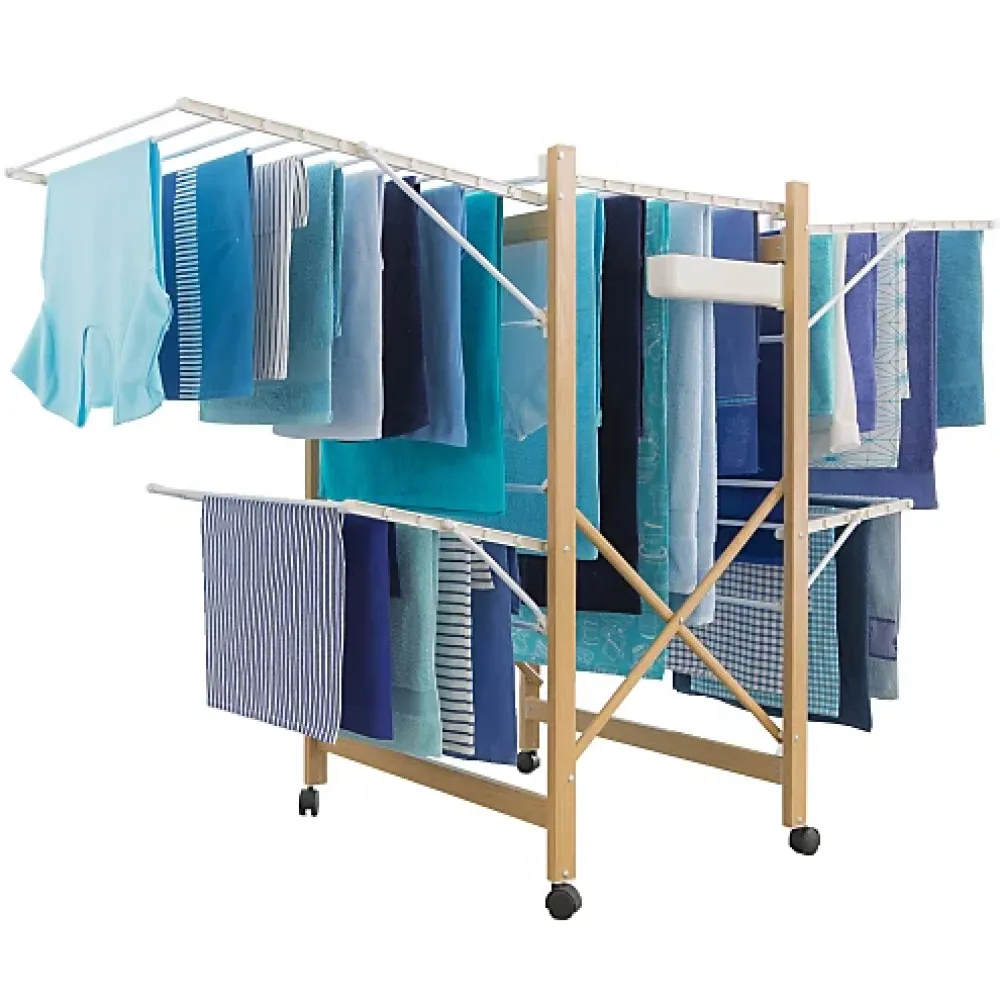 Etendoir À Linge|IDMarket Séchoir à linge pliable DELUXE capacité 27M blanc et effet bois
