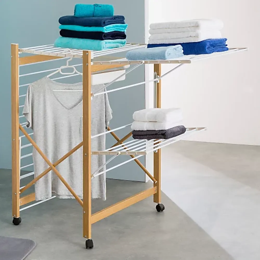 Etendoir À Linge|IDMarket Séchoir à linge pliable DELUXE capacité 27M blanc et effet bois