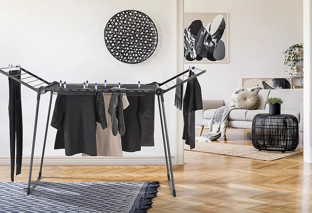 Leifheit Séchoir à linge pliant 15 m d'étendage, noir, Pegasus 150
