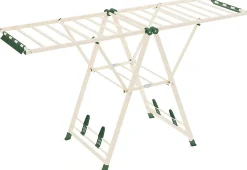 Giantex Séchoir à Linge Pliante, avec Ailes Latérales Hauteur Réglable, 20 Barres et 4 Crochets Chaussures, Vêtements (1,8 M,Beige)