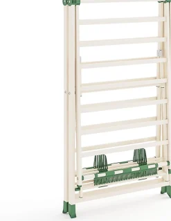 Giantex Séchoir à Linge Pliante, avec Ailes Latérales Hauteur Réglable, 20 Barres et 4 Crochets Chaussures, Vêtements (1,8 M,Beige)