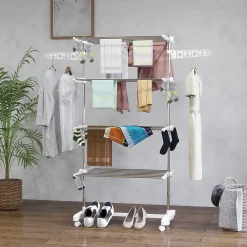 Etendoir À Linge|Homcom Séchoir à linge étendoir pliable ailes latérales sur 4 niveaux