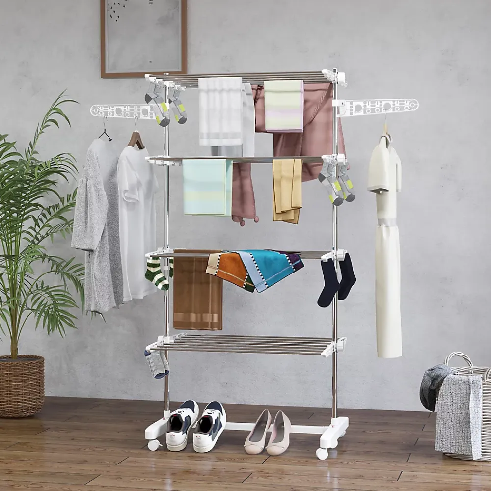 Etendoir À Linge|Homcom Séchoir à linge étendoir pliable ailes latérales sur 4 niveaux