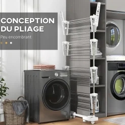Etendoir À Linge|Homcom Séchoir à linge étendoir pliable ailes latérales sur 4 niveaux